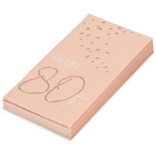 Servetten Elegant Lush Blush 80 jaar 10st