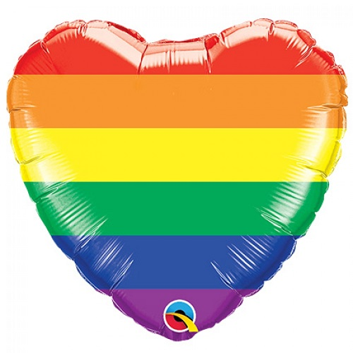 Folieballon regenboog hart 46cm