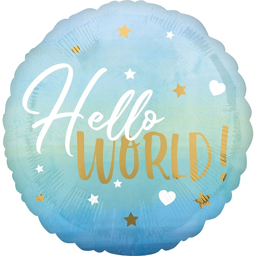 Folieballon baby jongen hello world