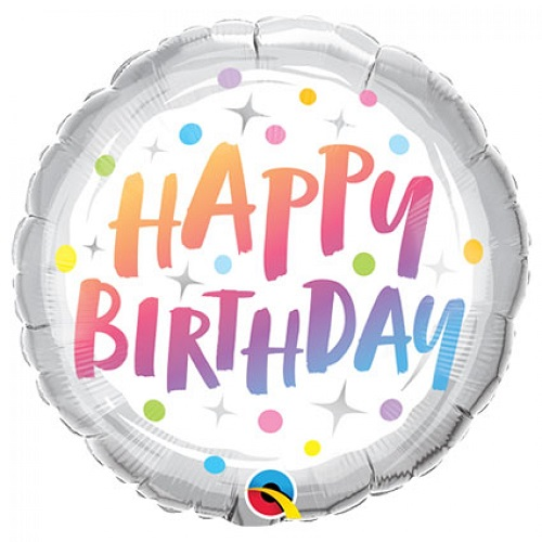 Folieballon Birthday rainbow dots 46cm