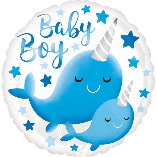 Folieballon narwhal baby boy