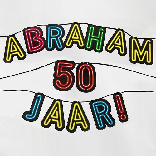 Letterslinger neon Abraham 50 jaar