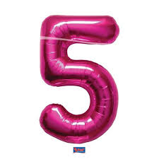 Folieballon cijfer 5 roze 86cm