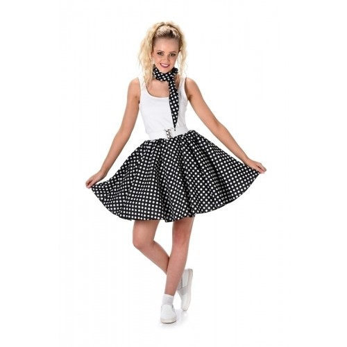 Rock n Roll polkadot rok zwart