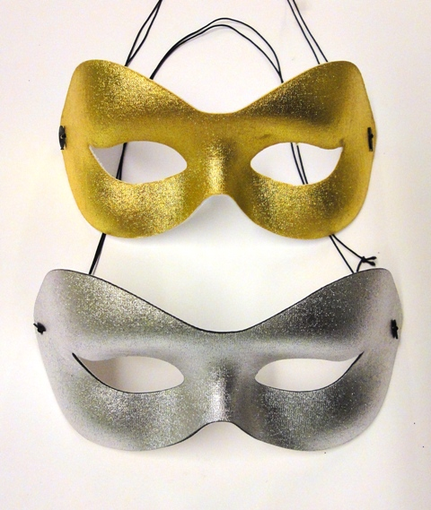 Oogmasker rond voorgevormd metallic - Zilver