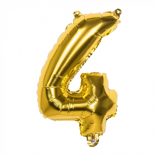 Folieballon cijfer 4 goud 66cm