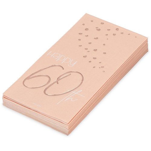 Servetten Elegant Lush Blush 60 jaar 10st