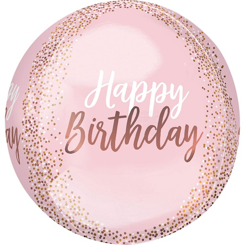 Folieballon Orbz Rose Gold Blush Birthday 38cm