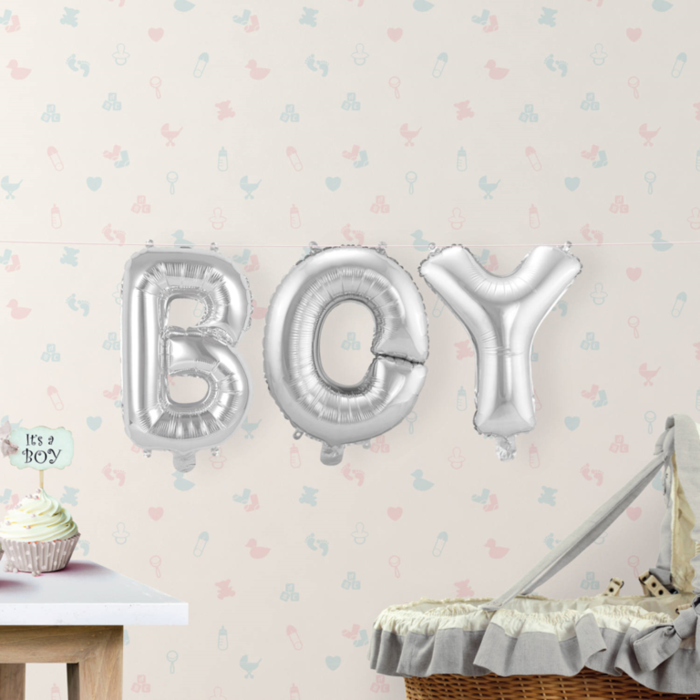Folieballonnen BOY zilver 36cm