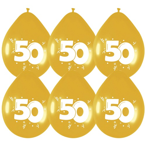 Ballonnen 50 metallic goud 6st