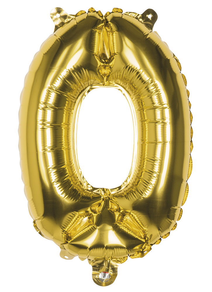 Folieballon cijfer 0 goud 36cm