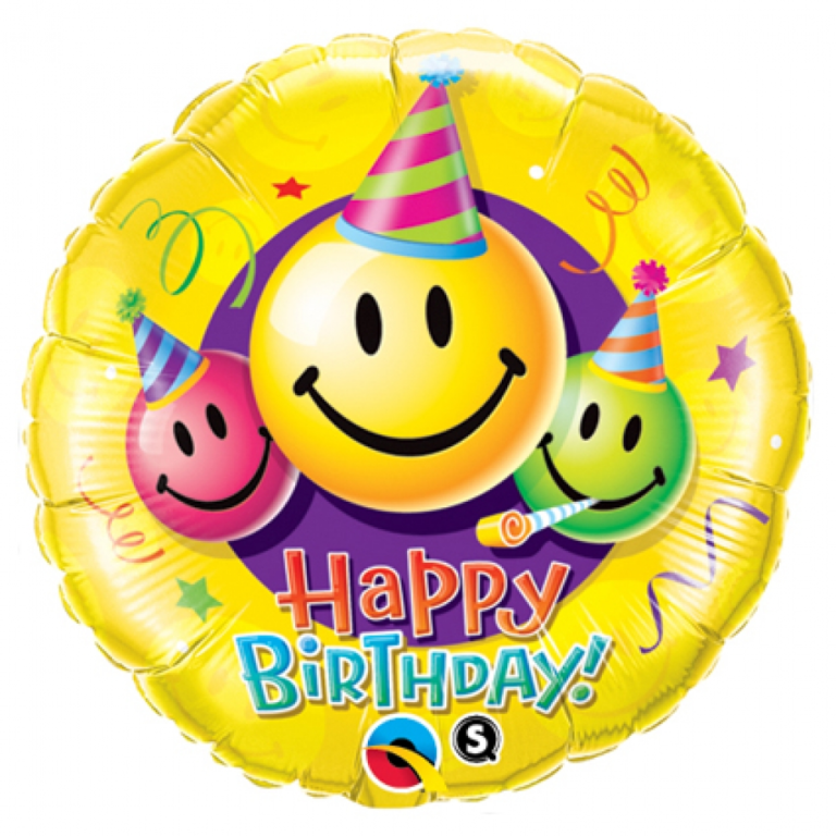 Folieballon smiley happy birthday 46cm