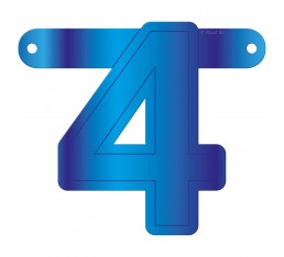 Letterslinger cijfer 4 blauw