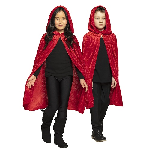 Cape met capuchon dawn rood kind 115cm