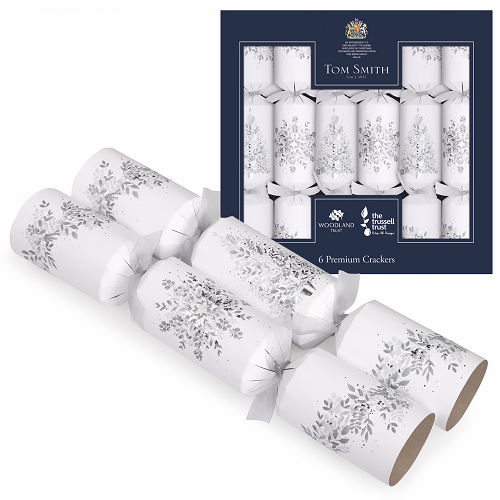 6 st. Christmas Crackers Premium Silver 14 inch XAMTS1606