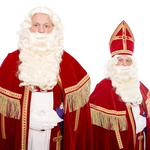 Sinterklaas baard + pruik kanekalon met vaste snor type P