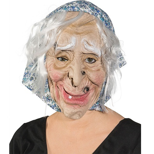 Masker oude vrouw met wrat op bovenlip