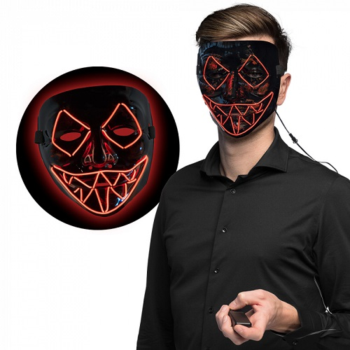 Masker met LED Killer smile rood