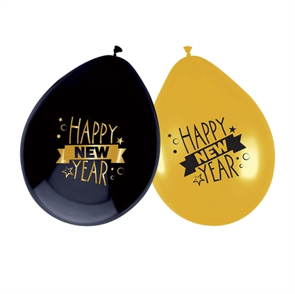 Ballonnen Happy new year goud 6st