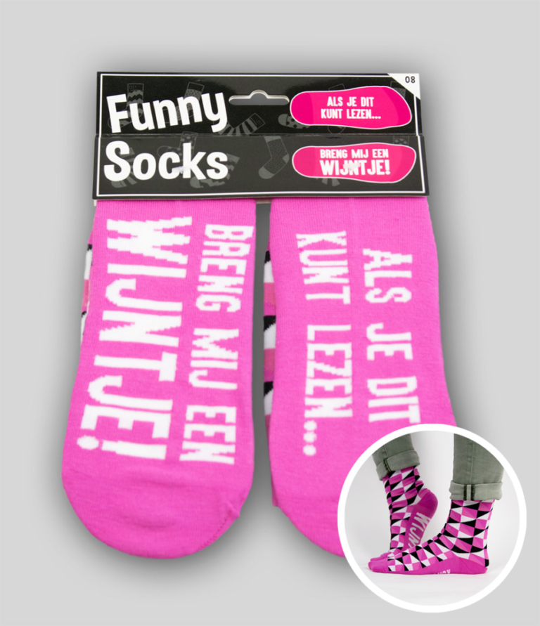 Funny socks 'als je dit kunt lezen, breng mij een wijntje'