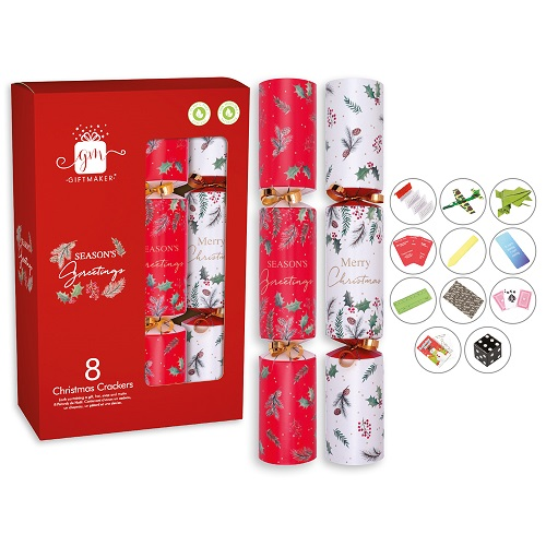 8 st. Christmas Crackers Traditional Foliage 12 inch XAMGS503