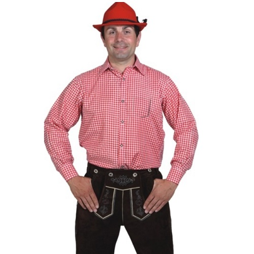 Tiroler blouse heren geruit rood