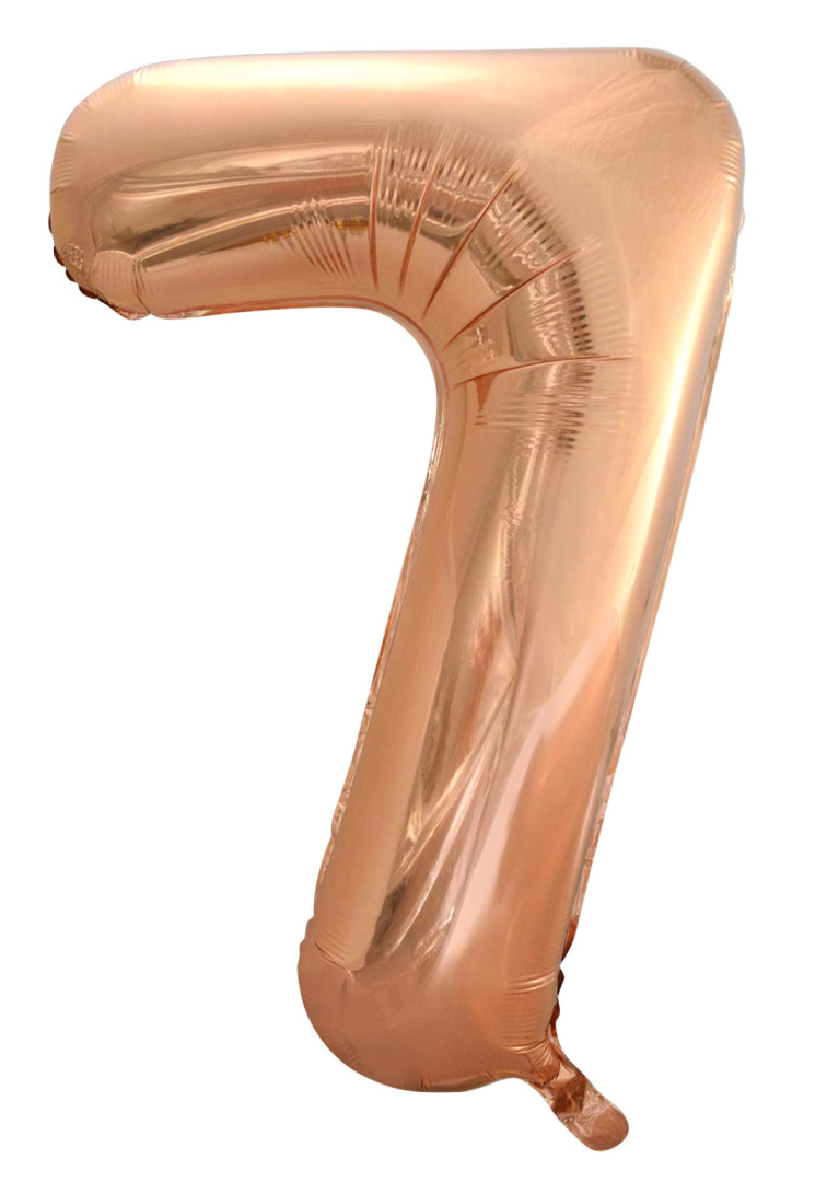 Folieballon cijfer 7 rosé goud 86cm