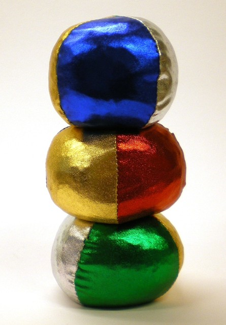 Jongleerballen 3 in koker metallic