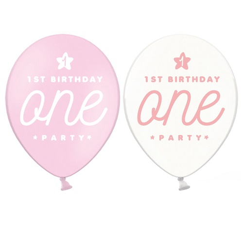 Ballonnen 1st birthday one roze 6st