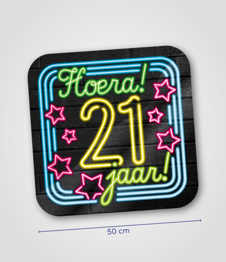 Neon huldeschild 21 jaar