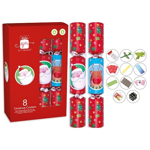 8 st. Christmas Crackers Novelty Character 12 inch XAMGS502