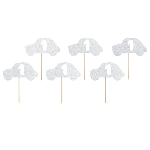 Cupcake toppers 1st birthday zilver 6st