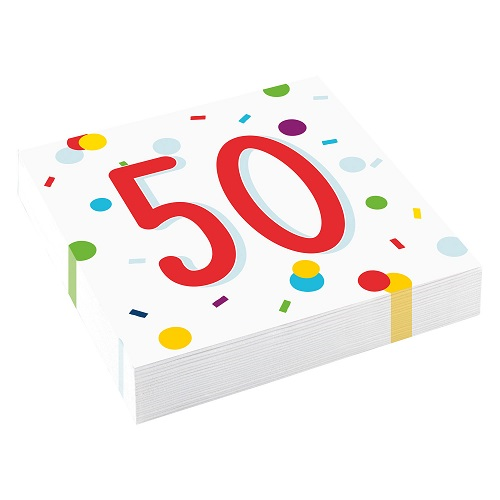 Servetten 50 jaar confetti 20st