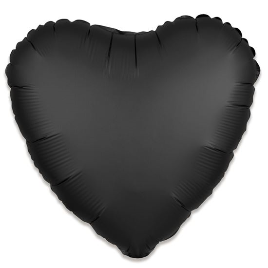 Folieballon hart satin zwart 43cm