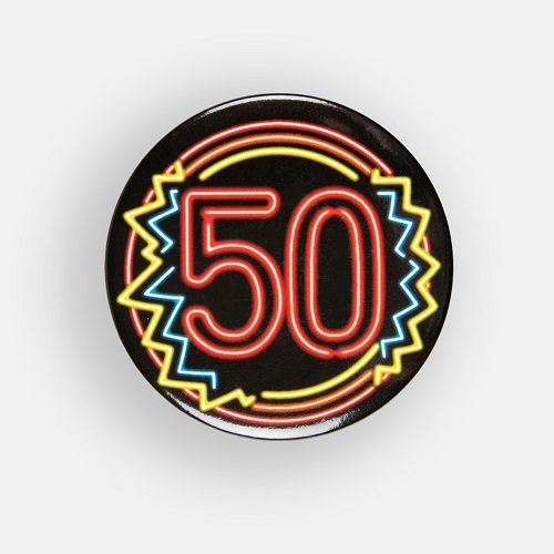 Button 50 jaar neon