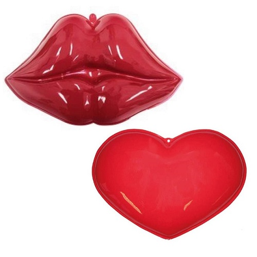 Wanddeco lippen of hart plastic 53cm