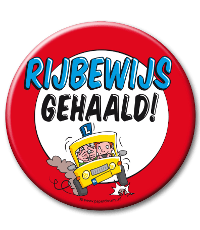 Button XL Rijbewijs gehaald