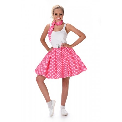 Rock n Roll polkadot rok donker roze