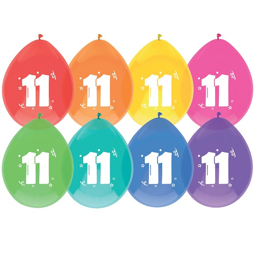 Ballonnen 11 jaar pastel 8st