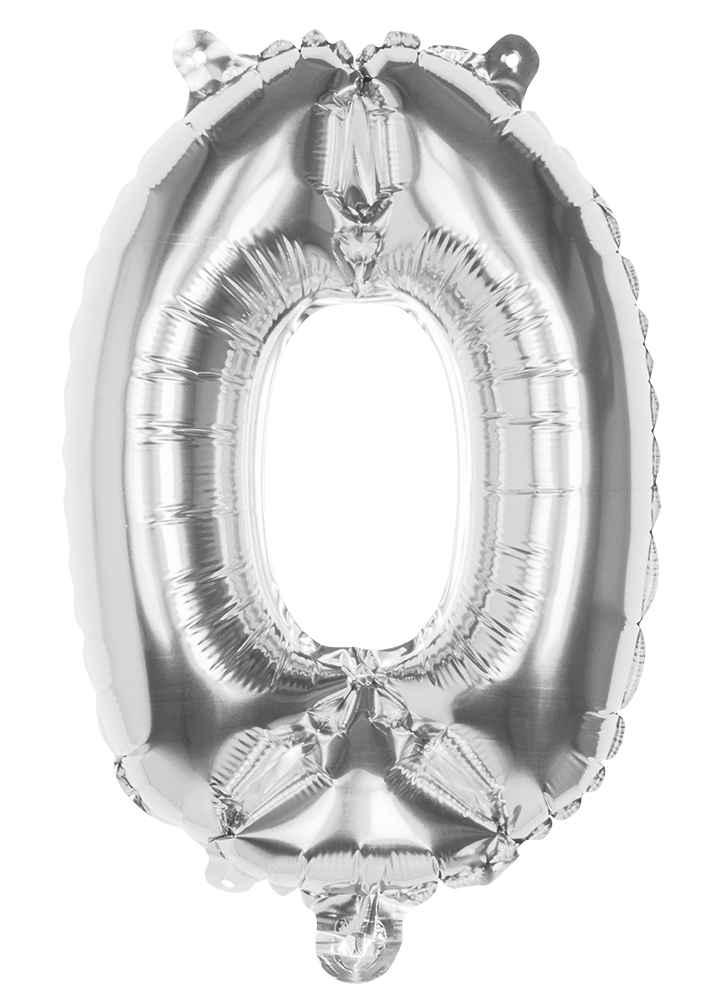 Folieballon cijfer 0 zilver 36cm