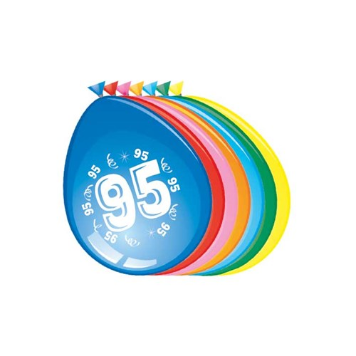 Ballonnen 95 jaar gekleurd 8 stuks