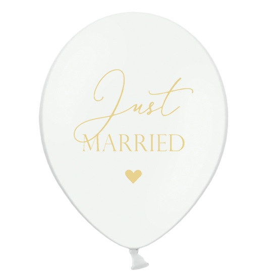 Ballonnen just married wit met goud 6st