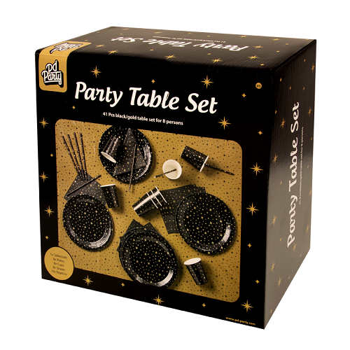 Party table set zwart/goud 41dlg