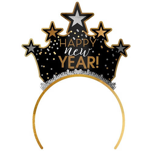 Diadeem Happy new year zwart