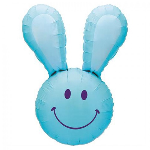 Folieballon smiley bunny blauw 94cm