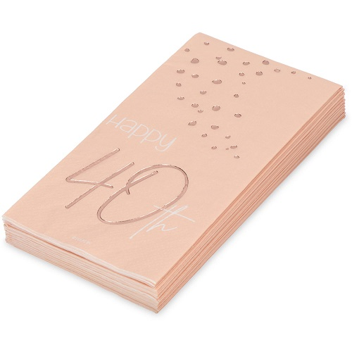 Servetten Elegant Lush Blush 40 jaar 10st