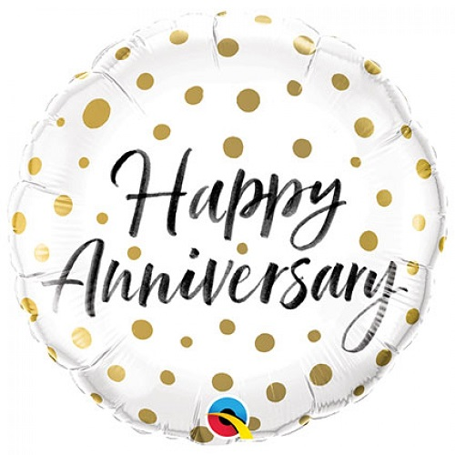 Folieballon happy anniversary dots