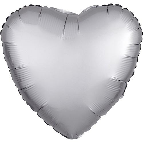 Folieballon hart satin platinum