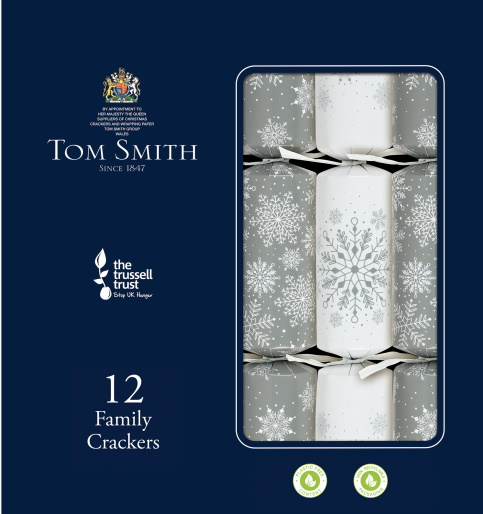 12 st. Christmas Crackers Family zilver/wit 12 inch xalts1404