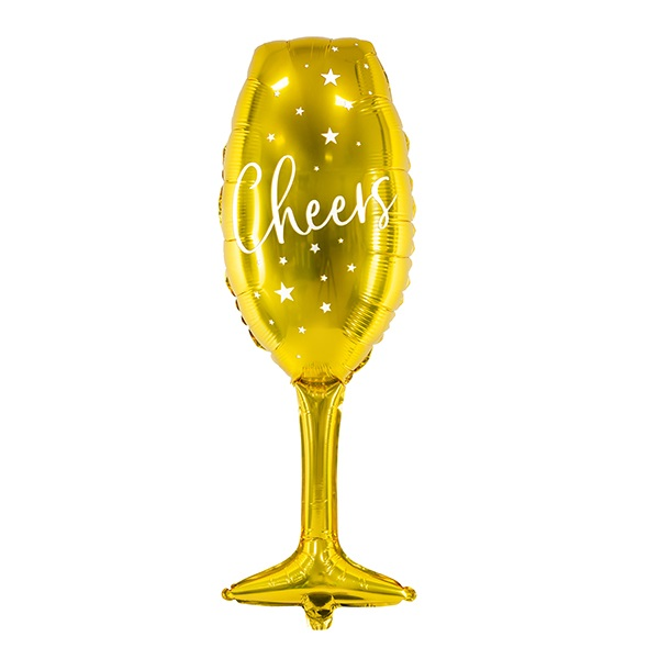 Folieballon champagne glas cheers goud